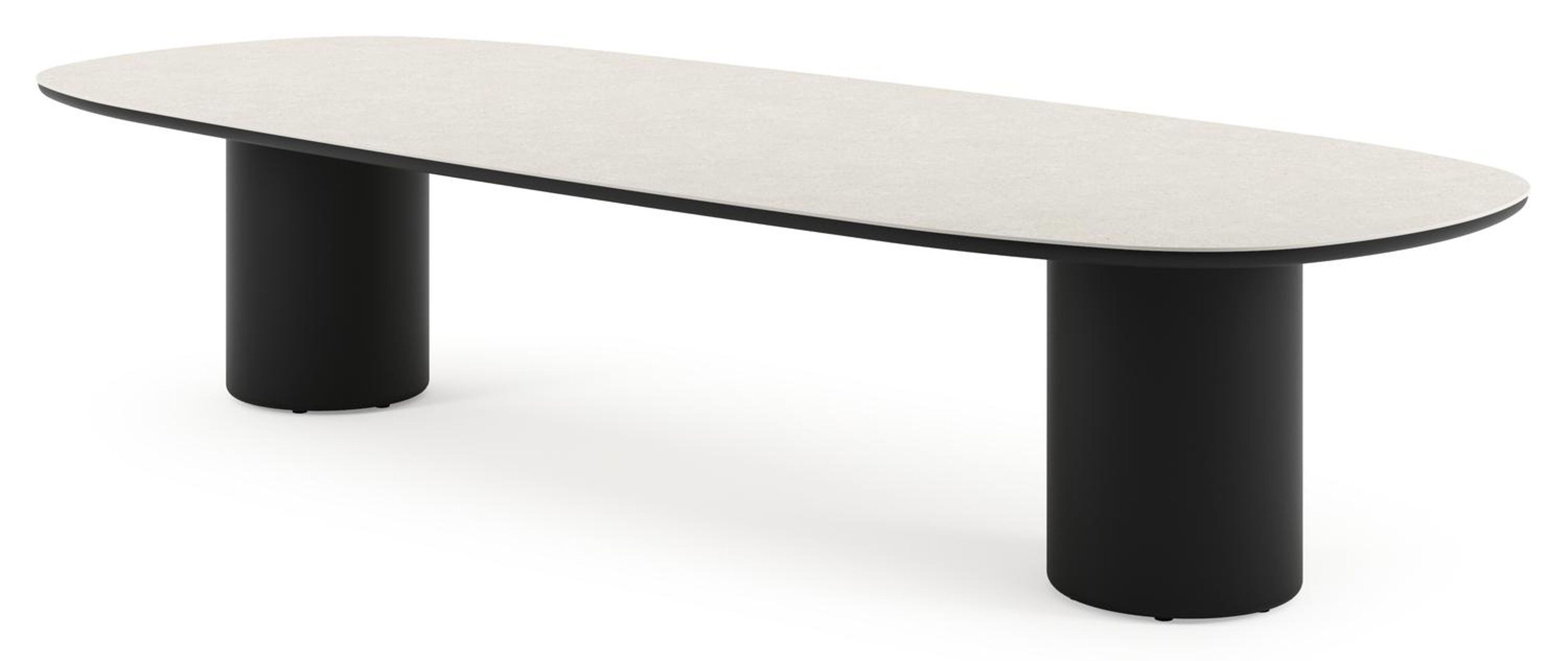 Table de jardin low dining Amico bombo en aluminium noir et céramique pleine Shilin - Lg. 320 x Lrg. 130 x Haut. 61 cm