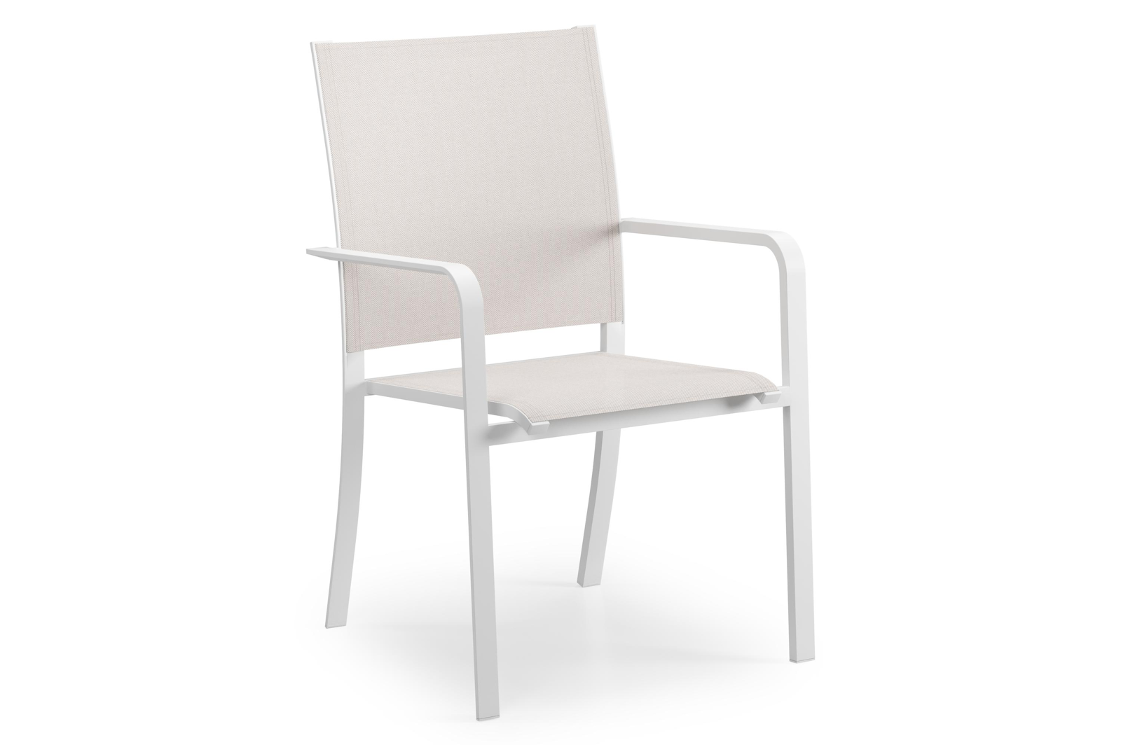 Calobra tuinstoel in wit aluminium en beige single textilene