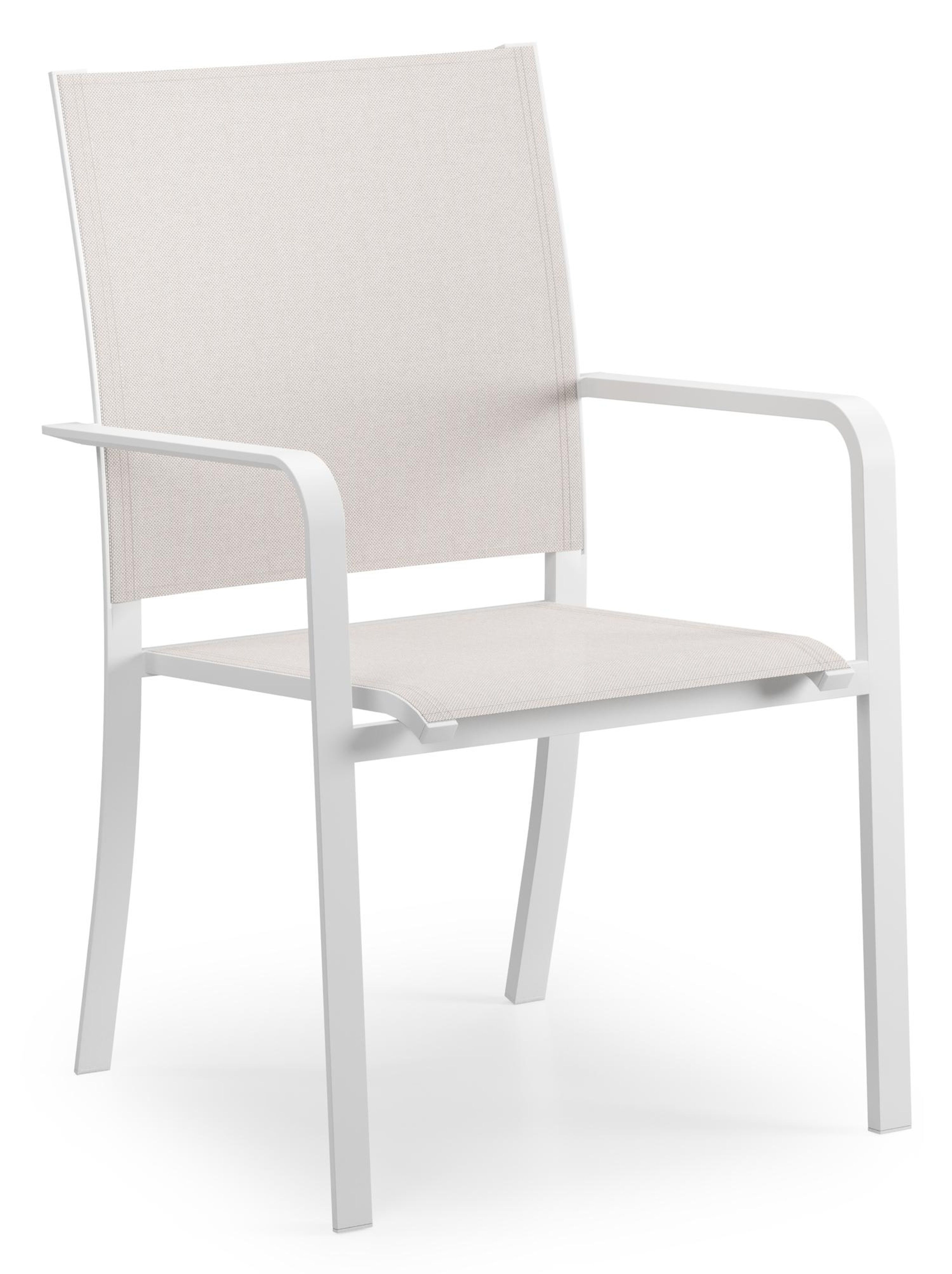 Calobra tuinstoel in wit aluminium en beige single textilene