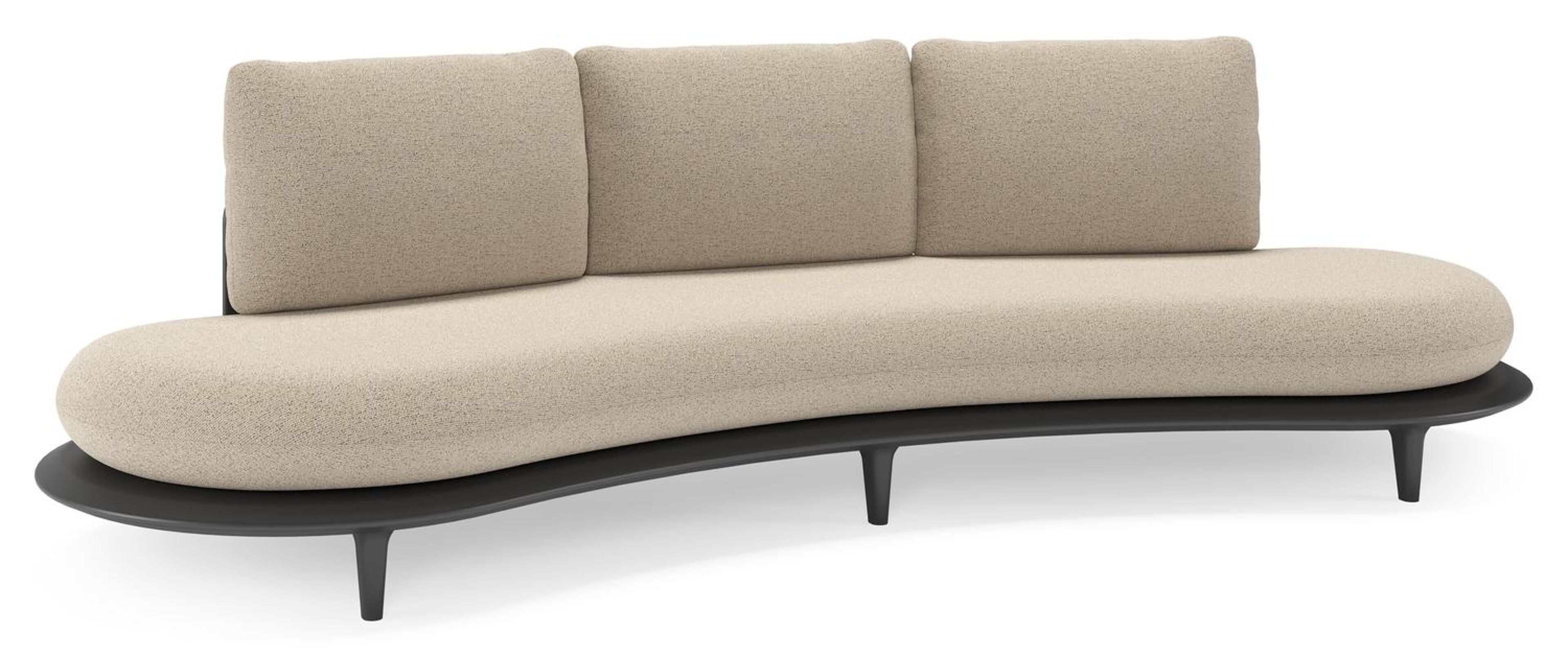 Canape de jardin Bomero en aluminium noir et coussins en all weather cosytica marbella beige