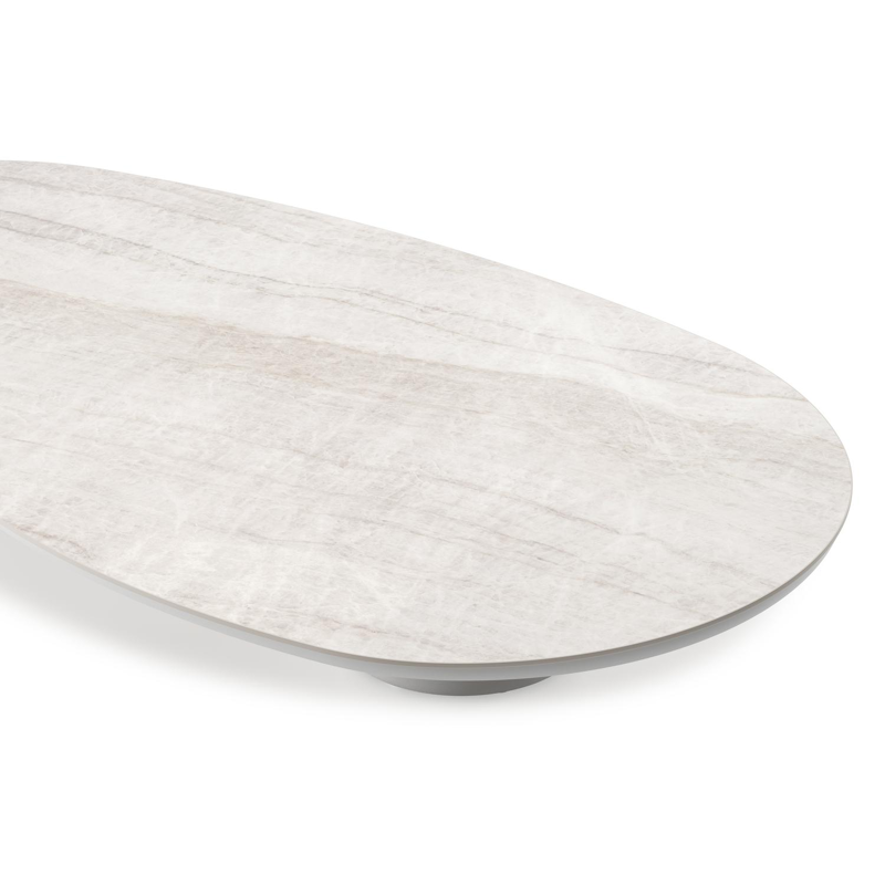 Amico loungetafel organisch in wit aluminium en volkeramiek Taj Mahal - L 170 x B 91 x H 25 cm