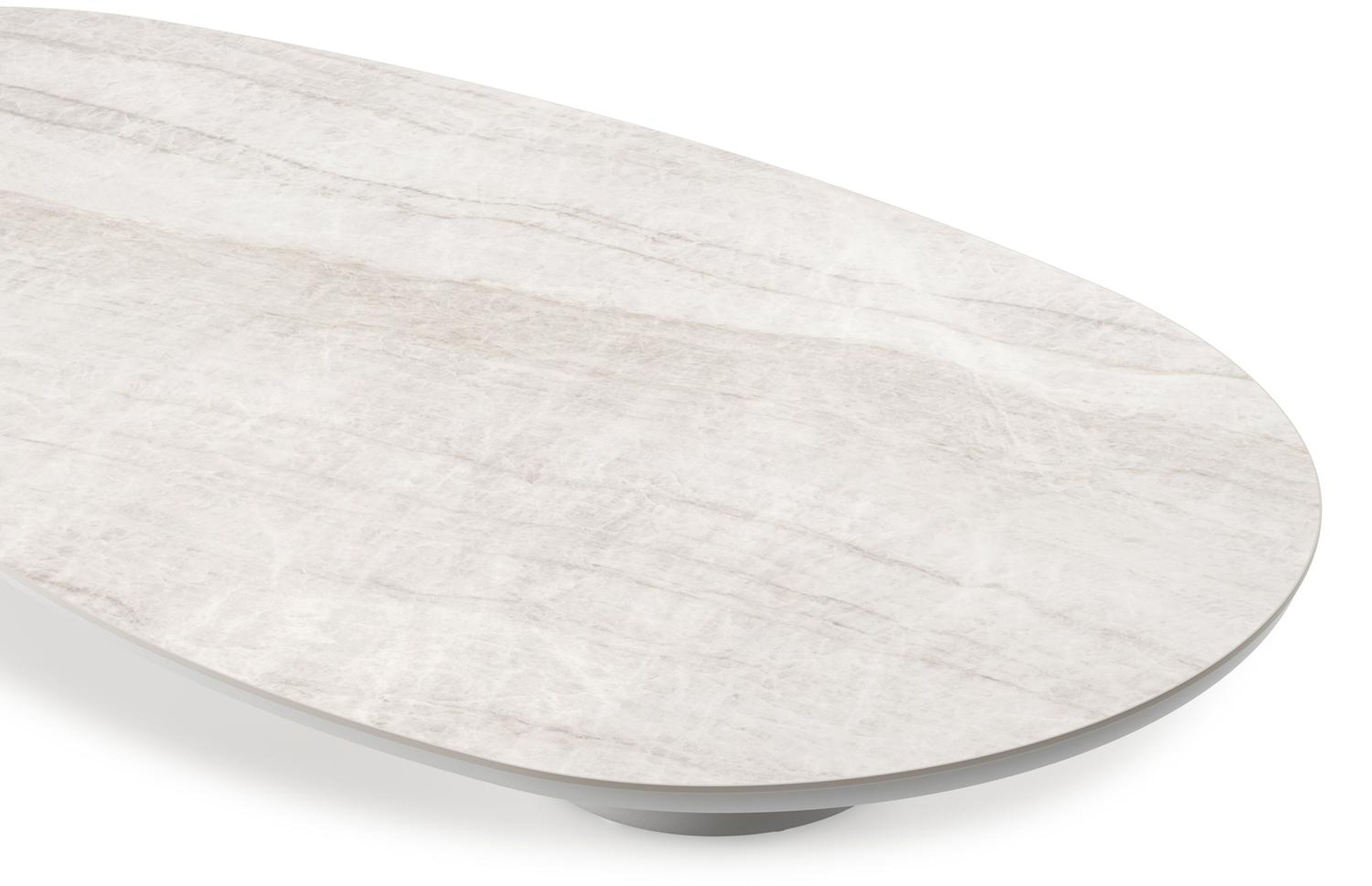 Table de basse Amico organique en aluminium blanc et céramique pleine Taj Mahal - Lg. 170 x Lrg. 91 x Haut. 25 cm