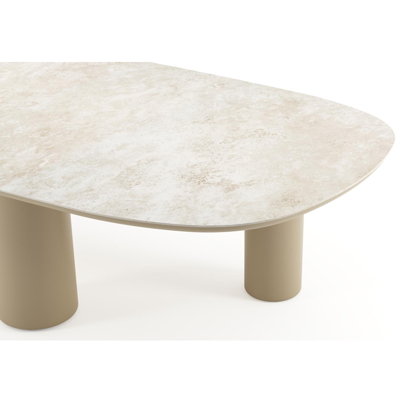 Amico tuintafel bombo xl in beige aluminium en volkeramiek Rapolano - L 320 x B 148 x H 73.5 cm