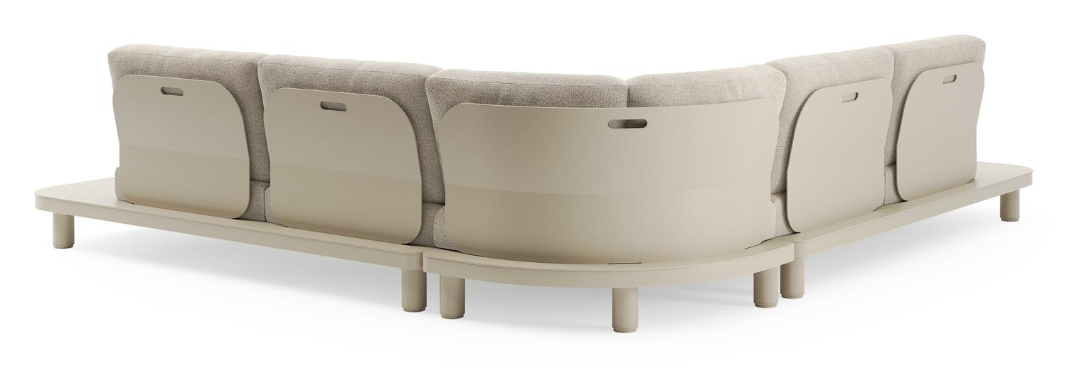 Salon de jardin d'angle Donato en aluminium beige et coussins en all weather cosytica marbella beige