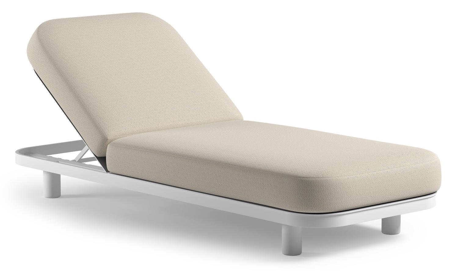 Chaise longue réglable Donato en aluminium blanc avec all weather sunbrella® luxe lopi marble coussin