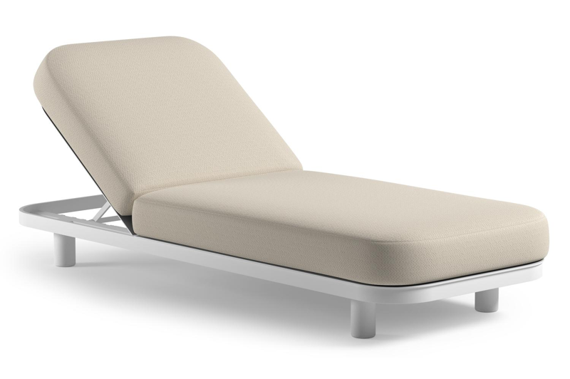 Donato verstelbaar ligbed in wit aluminium met lopi marble all weather sunbrella® luxe kussen