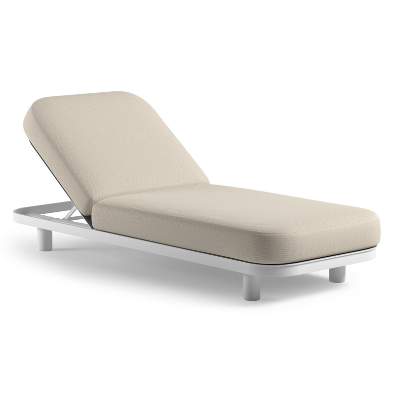 Donato verstelbaar ligbed in wit aluminium met lopi marble all weather sunbrella® luxe kussen