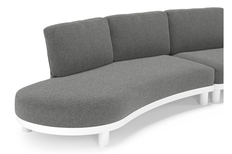 Donato loungebank in wit aluminium met all weather cosytica Catania Black kussen