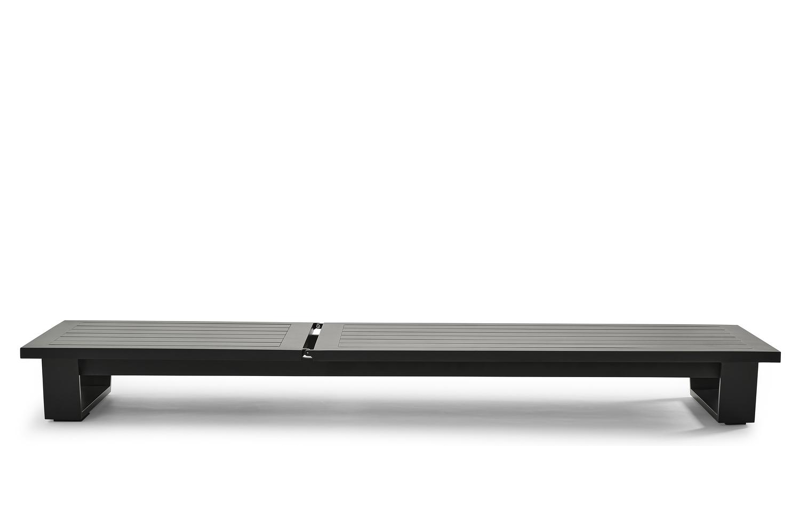 Pagino verstelbaar ligbed in zwart aluminium met natte charcoal chine Sunbrella® Premium kussen