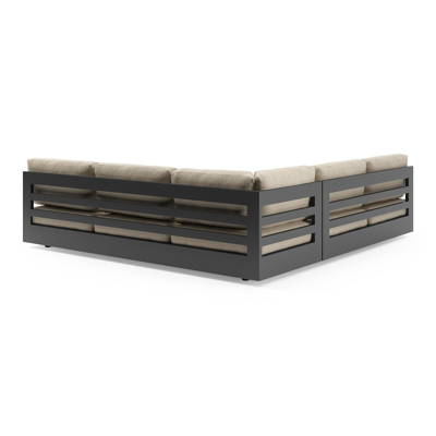 Como loungehoek in zwart aluminium met bora forest all weather cosytica kussen