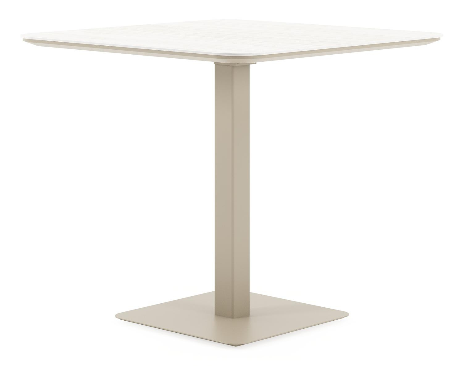 Table de jardin Fano basculante carré arrondi en aluminium beige et céramique pleine Calista Lg. 80 x Lrg. 80 x Haut. 72.50 cm