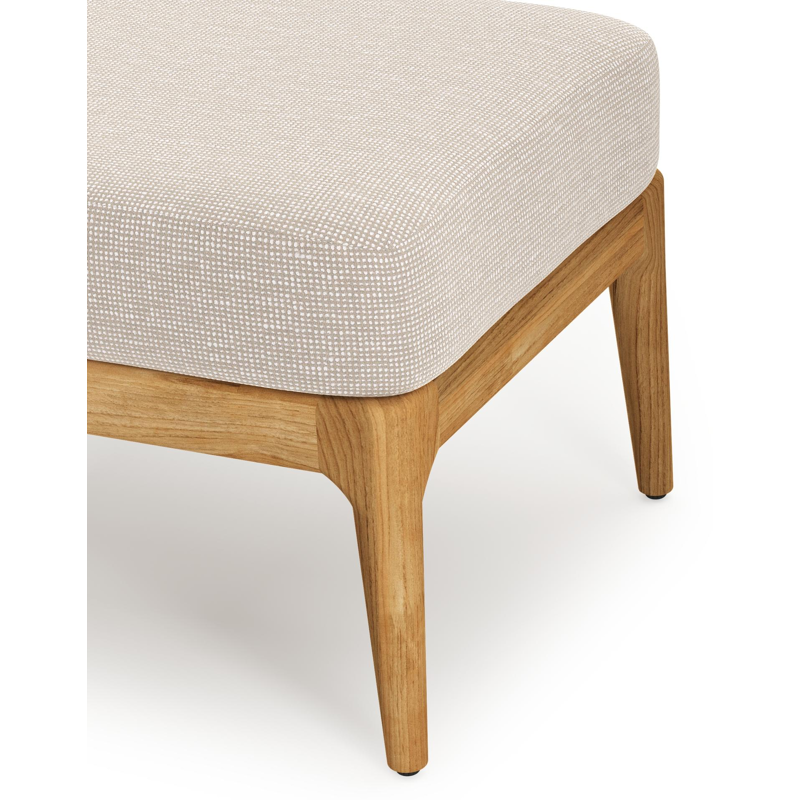 Orso poef in teak met Slow Farafra all weather sunbrella® luxe kussen