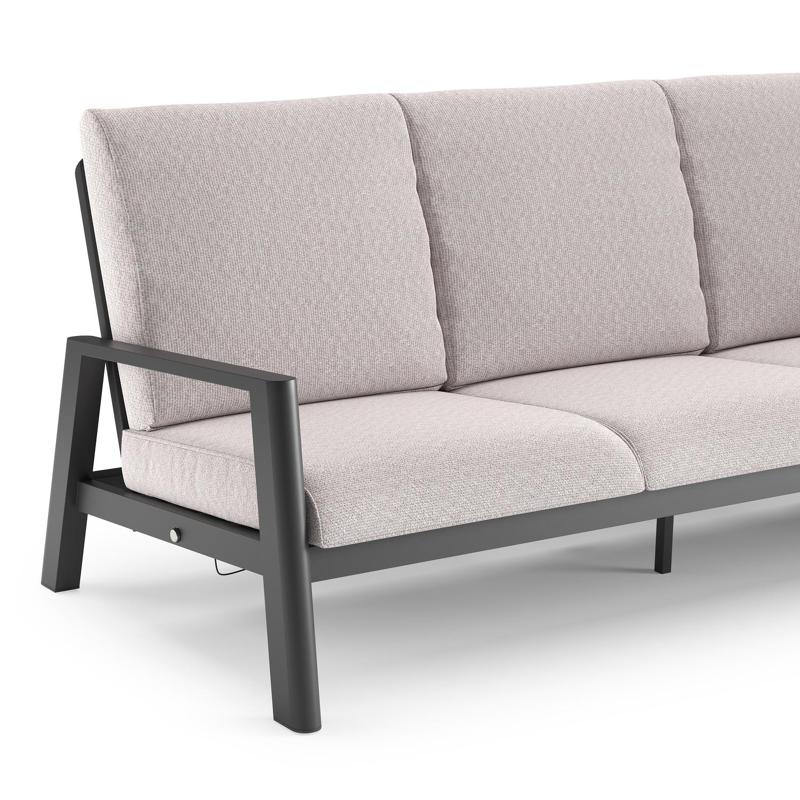 Cirello loungeset in zwart aluminium met wander gobi all weather sunbrella® luxe kussen