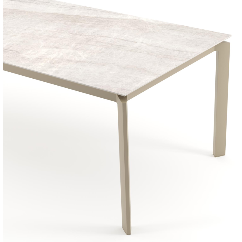 Cirello tuintafel rechthoekig in beige aluminium en volkeramiek Taj Mahal - L 240 x B 100 x H 74.5 cm