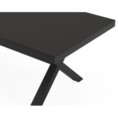 Reza tuintafel rechthoekig in zwart aluminium en sintered stone Notte minerale - L 220 x B 92 x H 73.5 cm