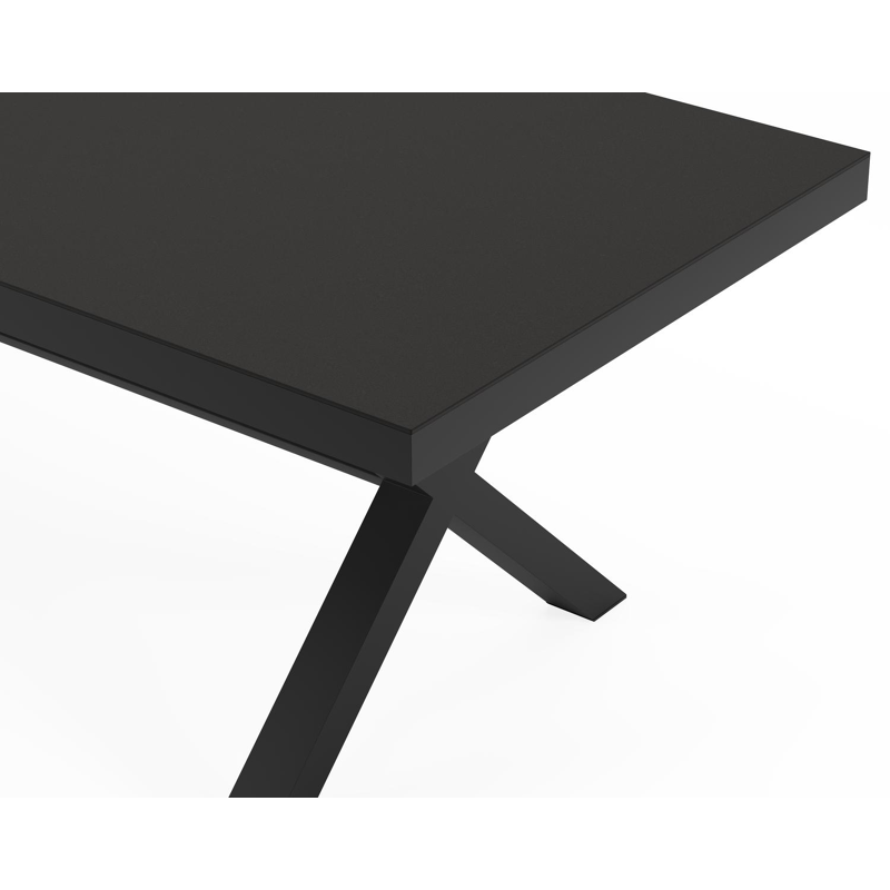 Reza tuintafel rechthoekig in zwart aluminium en sintered stone Notte minerale - L 220 x B 92 x H 73.5 cm