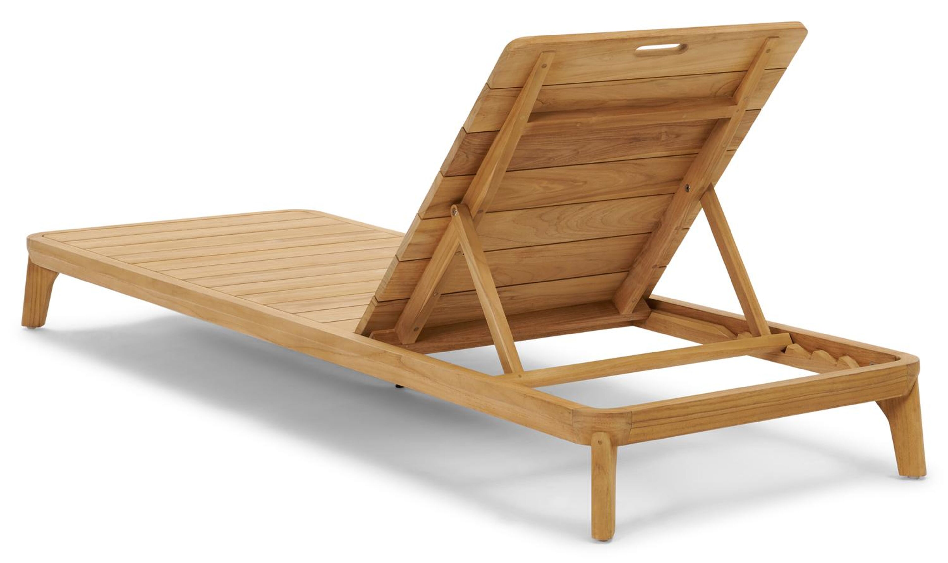 Chaise longue réglable Orso en teck natural et coussin en all weather Cosytica marbella sand