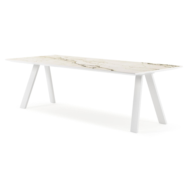 Cesano tuintafel rechthoekig in wit aluminium en volkeramiek colorado dunes - L 240 x B 100 x H 75 cm