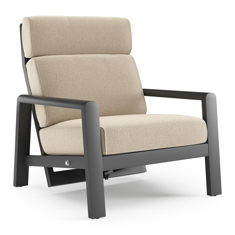 Cosenzo loungestoel in zwart aluminium met althea chalk all weather cosytica kussen