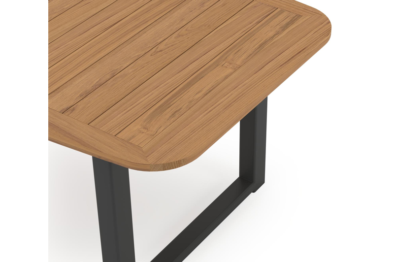 Livo bootvormige tuinset in zwart aluminium en teak natural finish met 6 Madura tuinstoelen