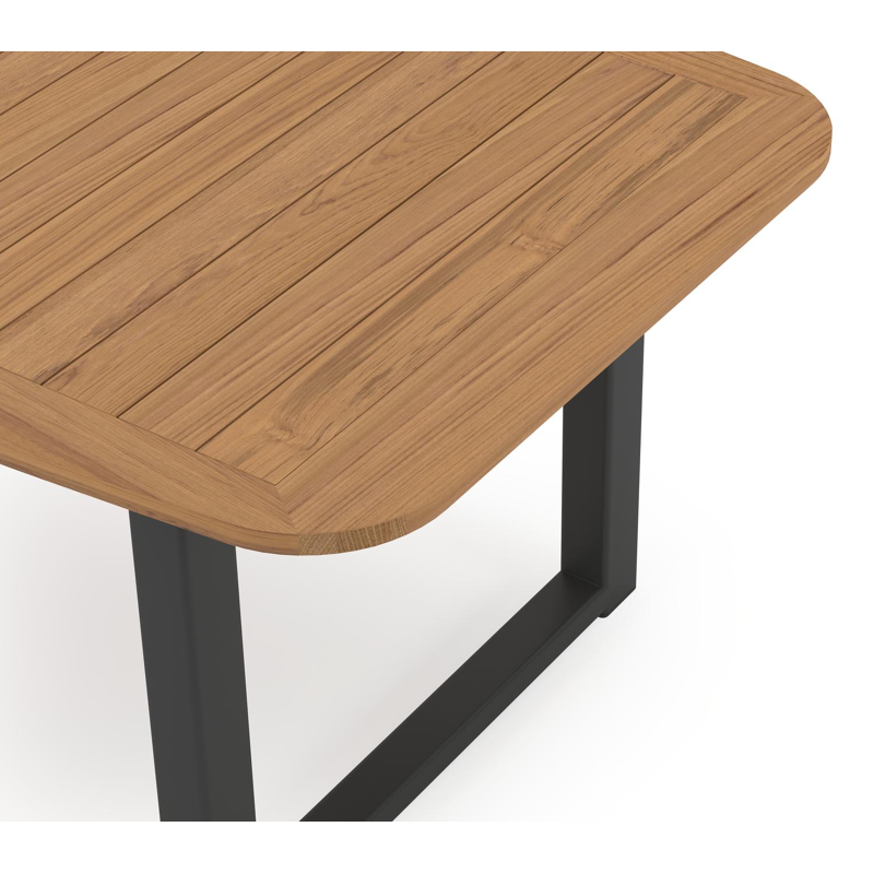 Livo ensemble de jardin forme de bateau en aluminium noir en teck natural finish avec 6 chaises de jardin Madura