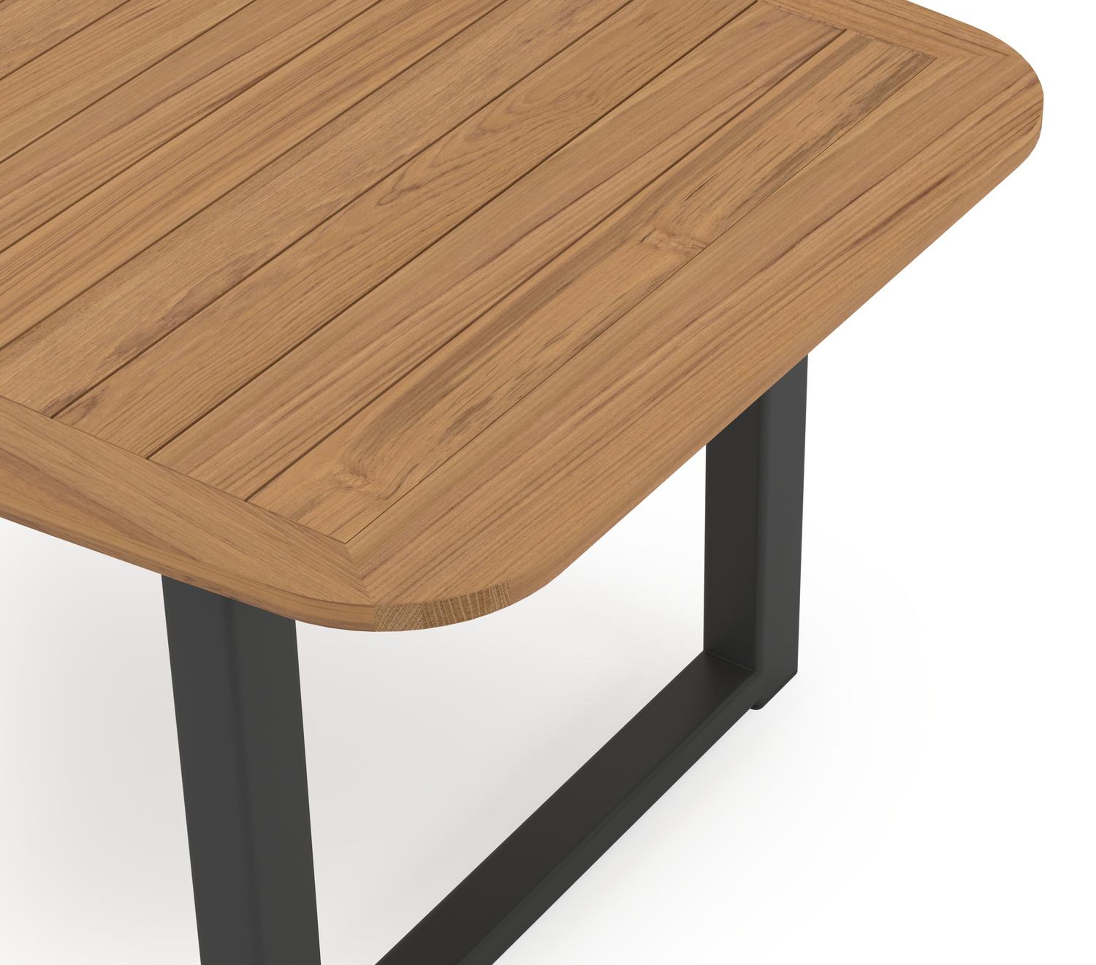 Livo tuinset in zwart aluminium en natural finish teak tafelblad met 8 stapelbare Matera tuinstoelen