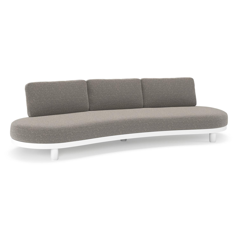 Canapé de jardin Donato en aluminium blanc et coussins en all weather sunbrella® luxe Chartres Drizzle