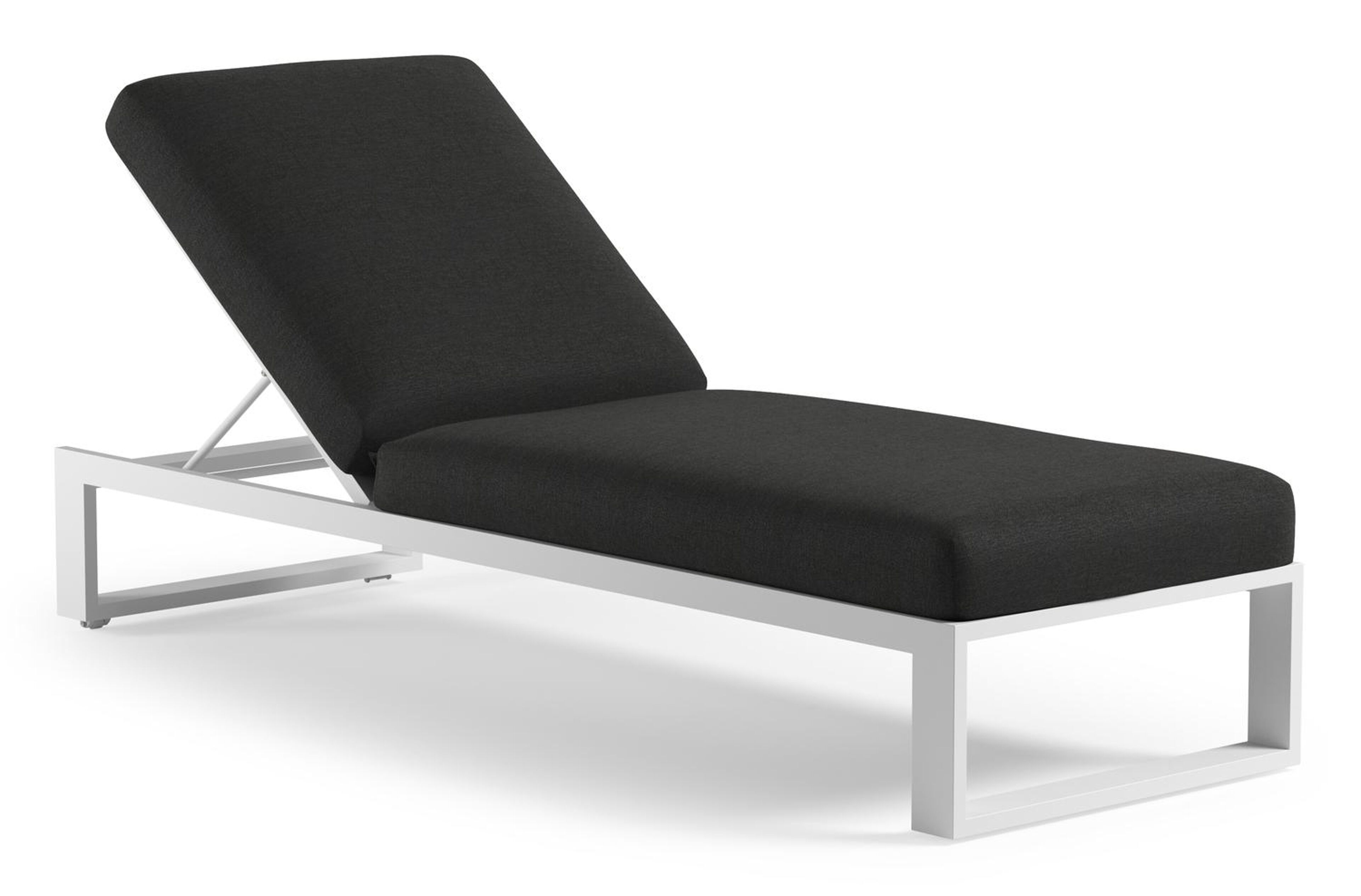 Verato verstelbaar ligbed in wit aluminium met chartres sooty all weather Sunbrella® luxe kussen