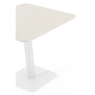 Fano kantelbare tuintafel vierkant afgerond in wit aluminium en volkeramiek shilin - L 80 x B 80 x H 72.5 cm