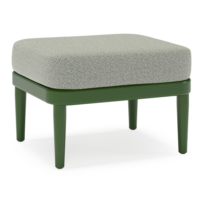 Orso poef in groen aluminium met Savane Leaf all weather sunbrella® luxe kussen