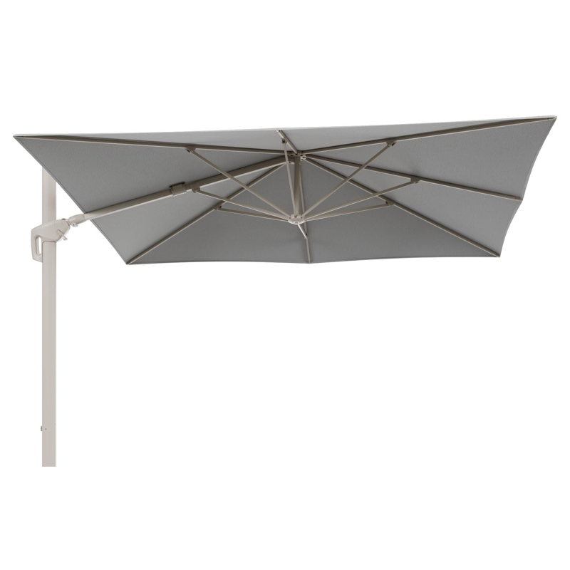Minore zweefparasol met tiltfunctie in beige aluminium en Savane Nimbus All Weather Sunbrella® Luxe parasoldoek - L1: 280 x L2: 370 cm (zonder voet)