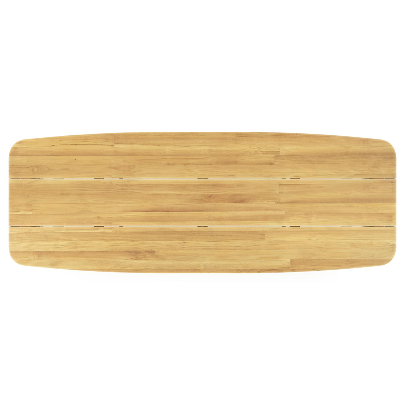 Pagino tuintafel bootvorm in wit aluminium en teak - L 315 x B 115 x H 73 cm