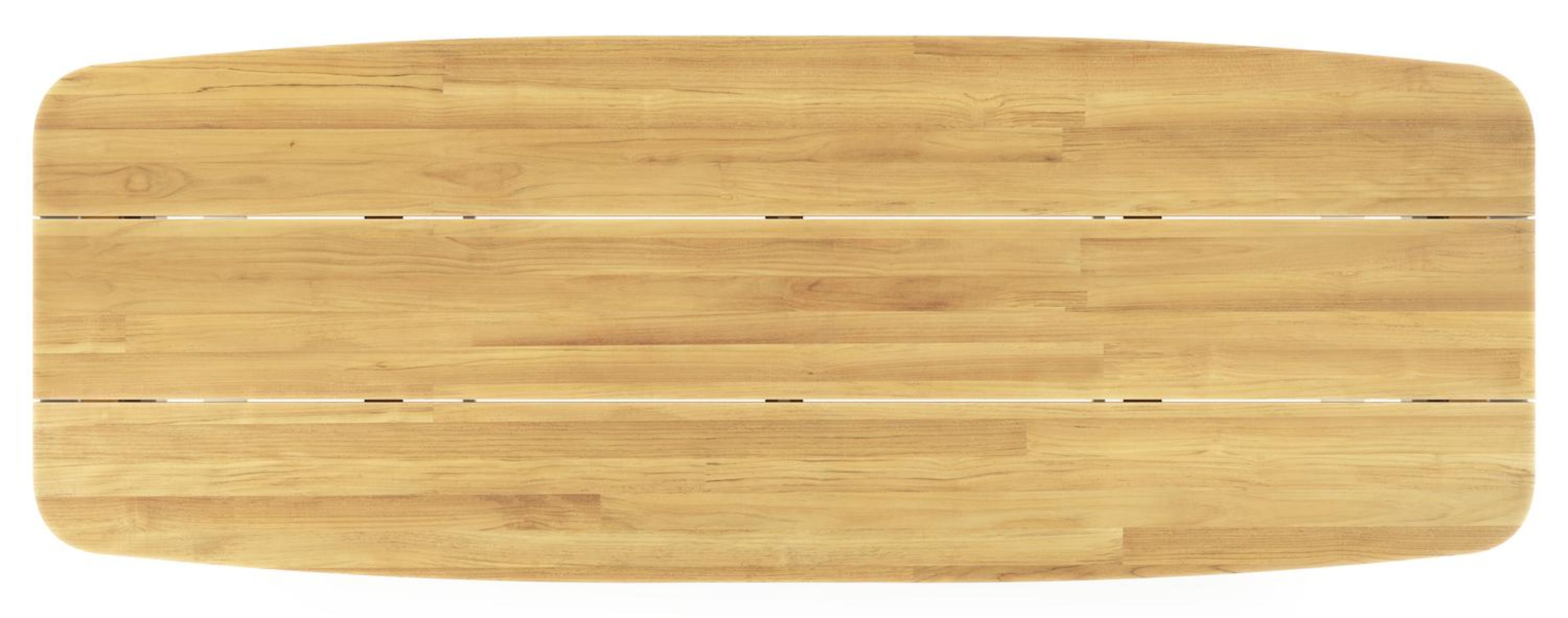 Pagino tuintafel bootvorm in wit aluminium en teak - L 315 x B 115 x H 73 cm