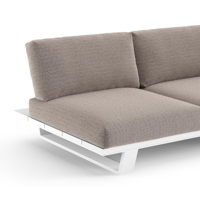 Pagino loungebank in wit aluminium met wander granite all weather sunbrella® luxe kussen