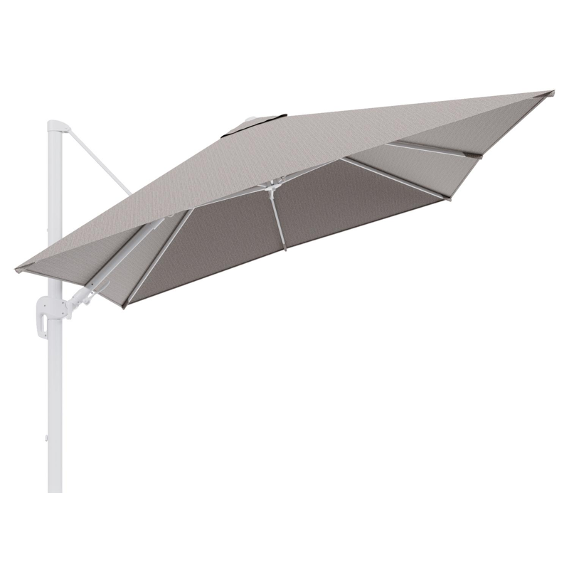 Rufina zweefparasol tiltfunctie in wit aluminium en parasoldoek in All Weather Sunbrella® Luxe Wander Granite  - L1 300 x L2 300 cm (zonder voet) (zonder voet)