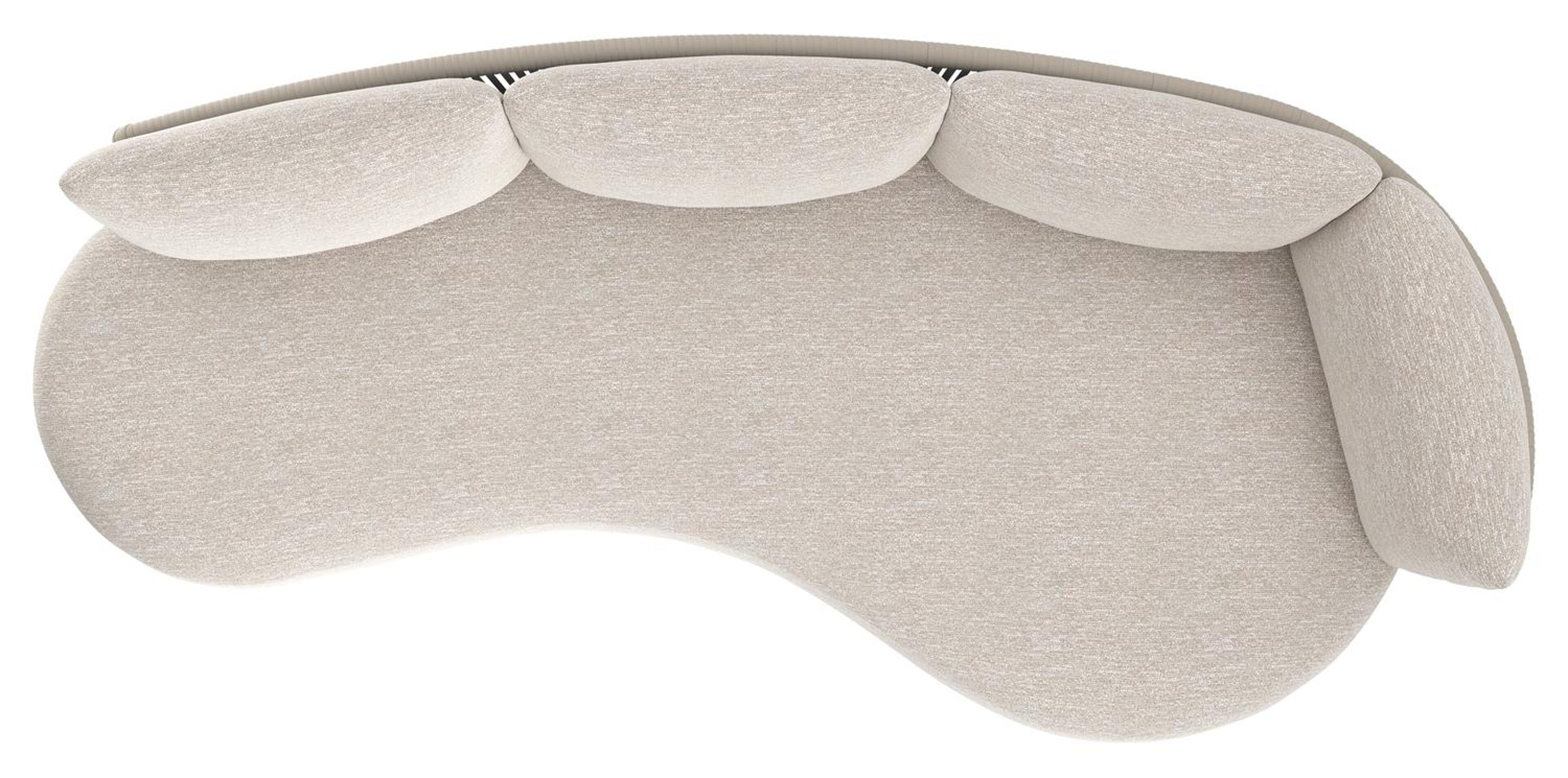 Canapé de jardin Lomano en aluminium beige et corde luxe plate tissée verticalement beige et coussins en all weather sunbrella® luxe tundra sand