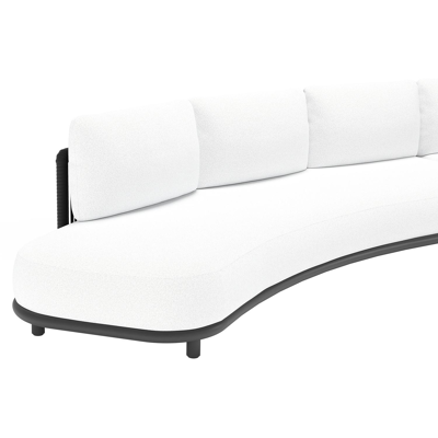 Lomano loungebank in zwart aluminium en beige verticaal geweven luxe vlakke rope met ego birch all weather solica kussen