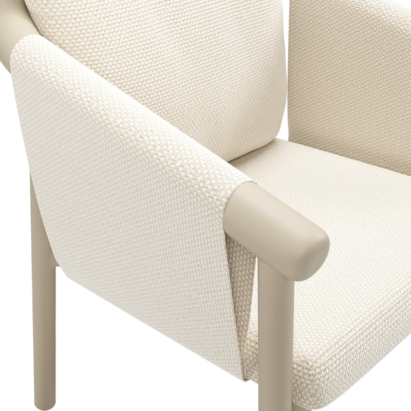 Amico stapelbare tuinstoel in beige aluminium met stoelkussen in All Weather Cosytica Althea Off White