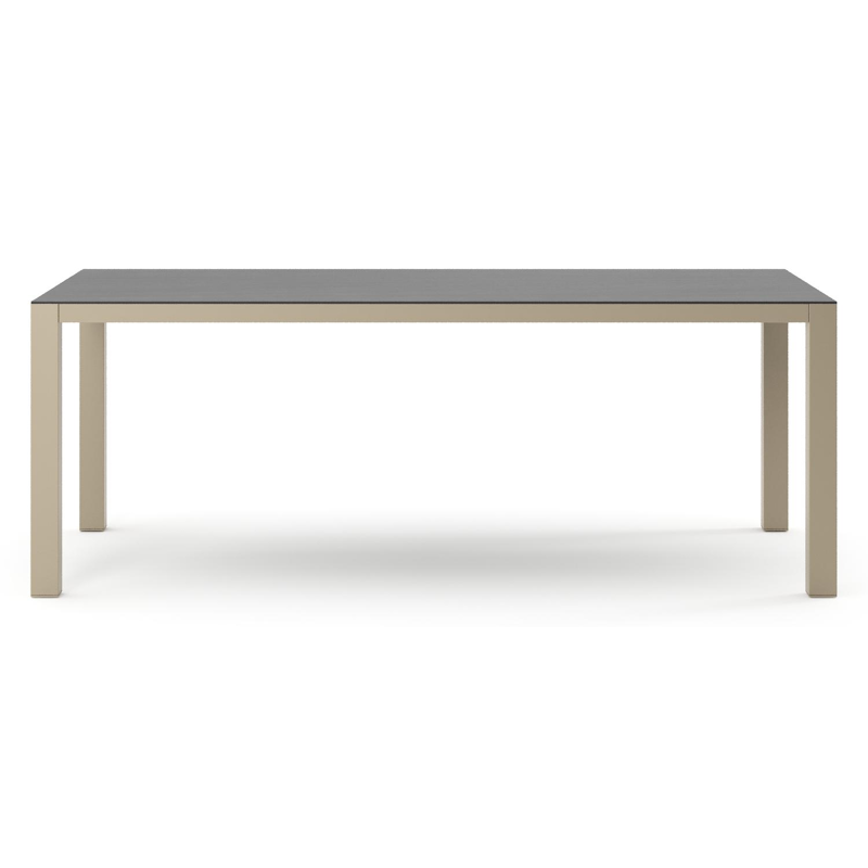 Como tuintafel rechthoekig in beige aluminium en volkeramiek Basalt Black - L 200 x B 100 x H 73 cm