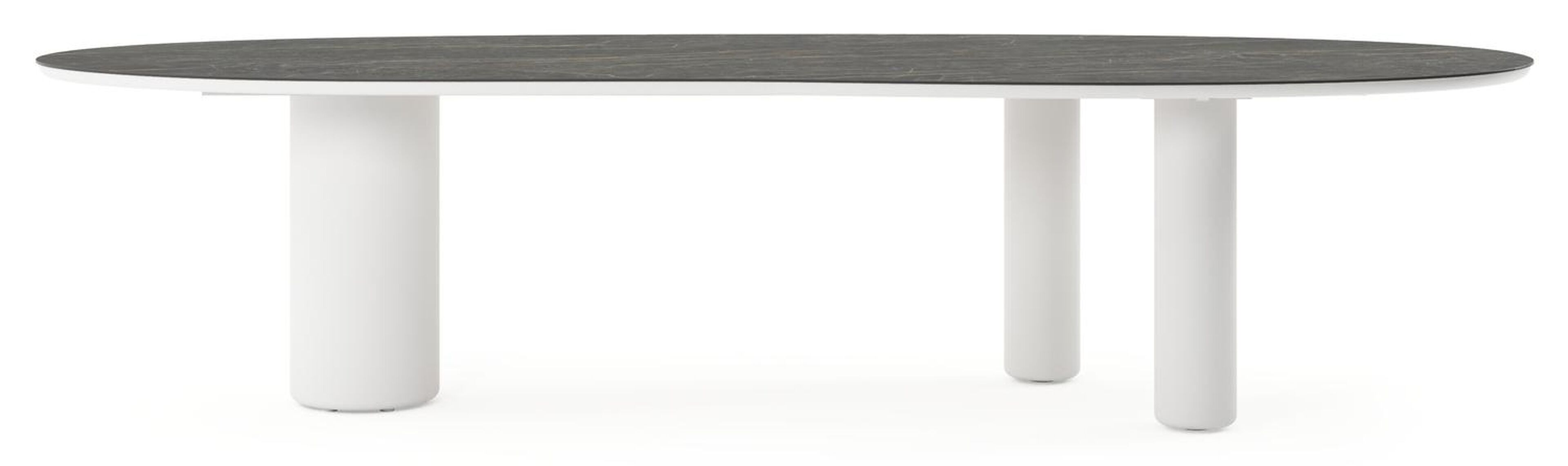 Table de jardin Amico organique en aluminium blanc et céramique pleine Black Obsession - Lg. 320 x Lrg. 120 x Haut. 74 cm