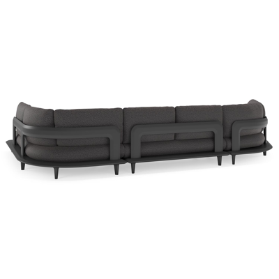 Bomero loungehoek in zwart aluminium met firenze tunder all weather solica kussen