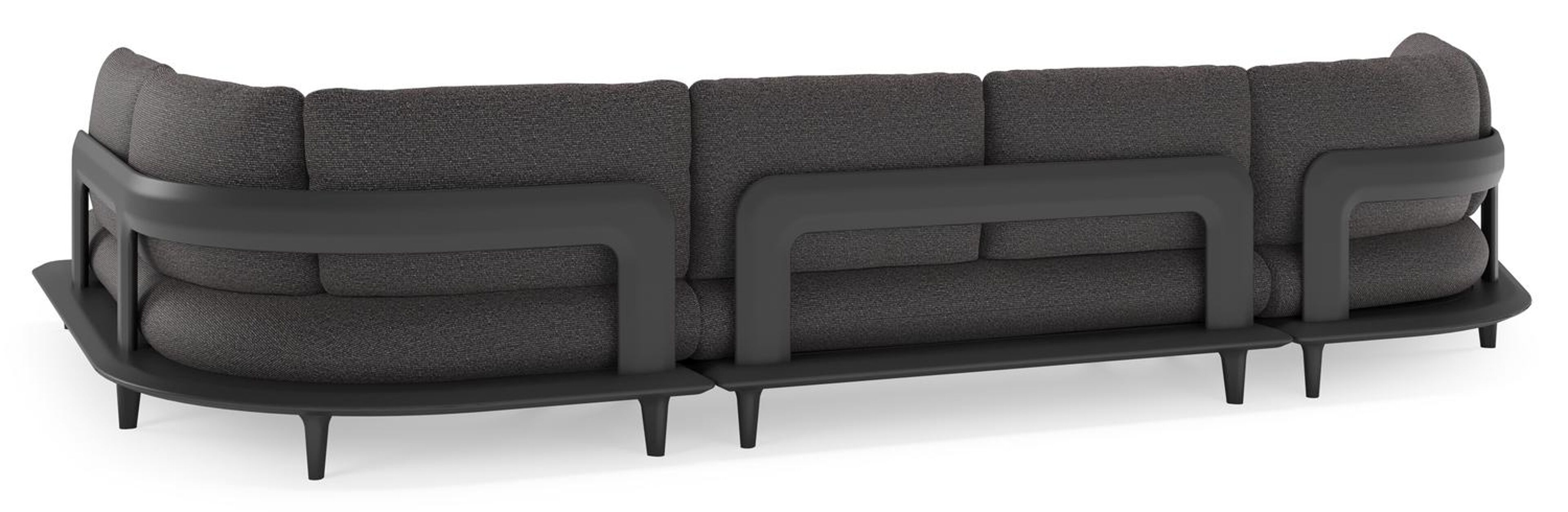 Salon de jardin d'angle Bomero en aluminium noir et coussins en all weather solica firenze tunder