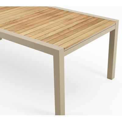 Calobra verlengbare tuintafel rechthoekig in beige aluminium en teak - L 220-330 x B 107 x H 75 cm