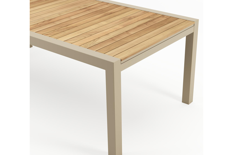 Calobra verlengbare tuintafel rechthoekig in beige aluminium en teak - L 220-330 x B 107 x H 75 cm