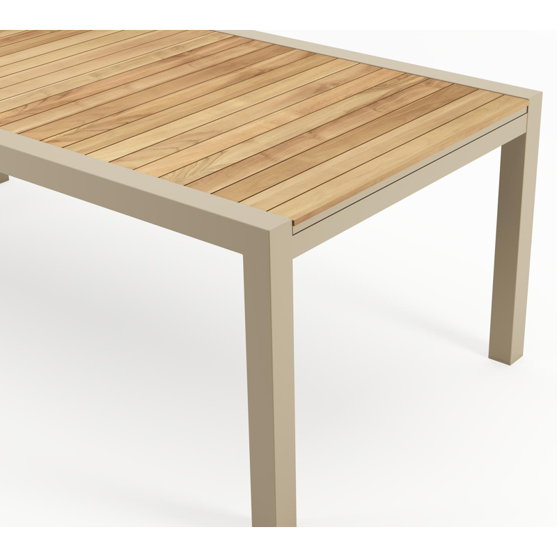 Ensemble de jardin Calobra extensible rectangulaire en aluminium beige et teck avec 10 chaises de jardin Zamora
