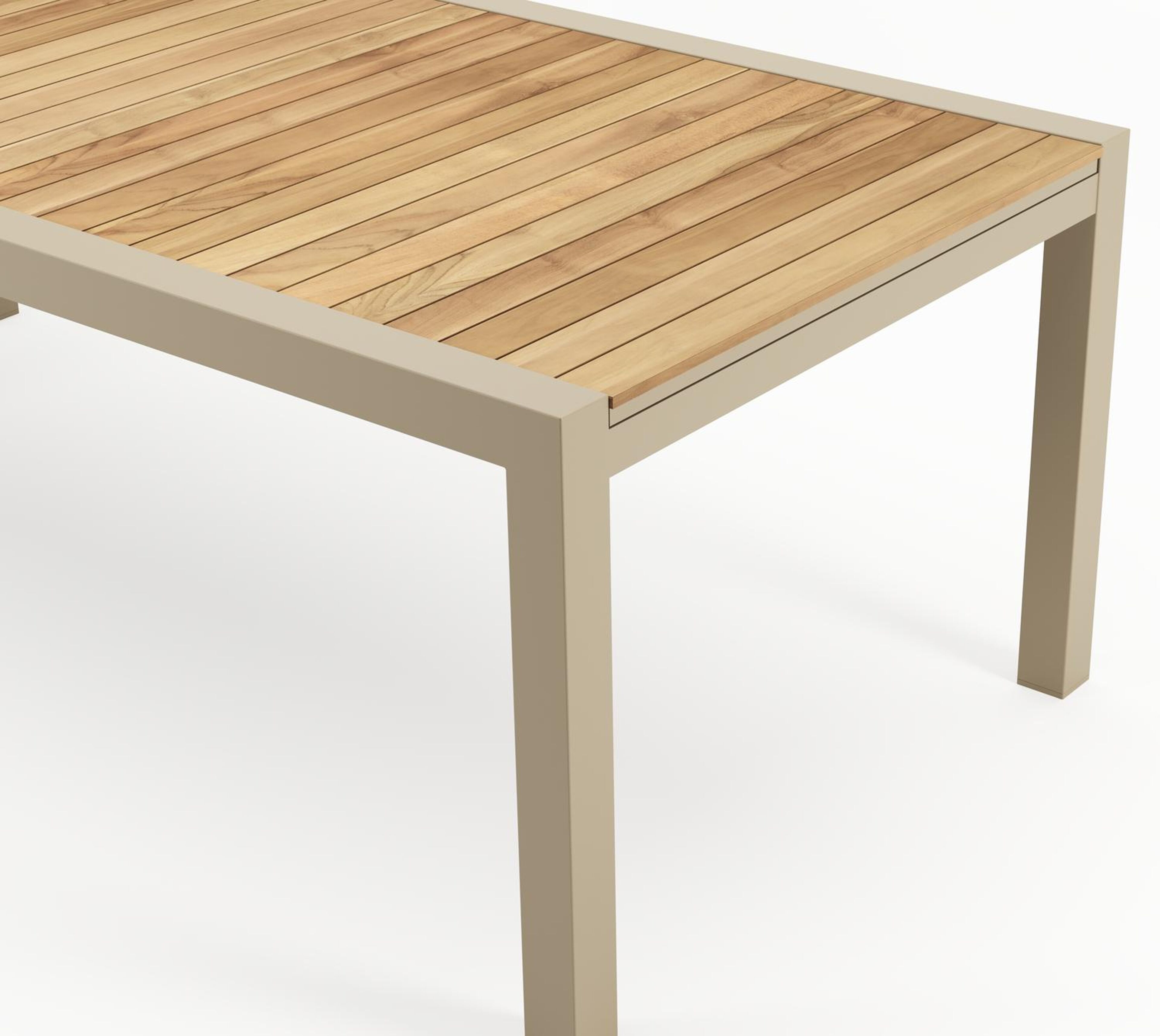 Ensemble de jardin Calobra extensible rectangulaire en aluminium beige et teck avec 10 chaises de jardin Amalfi