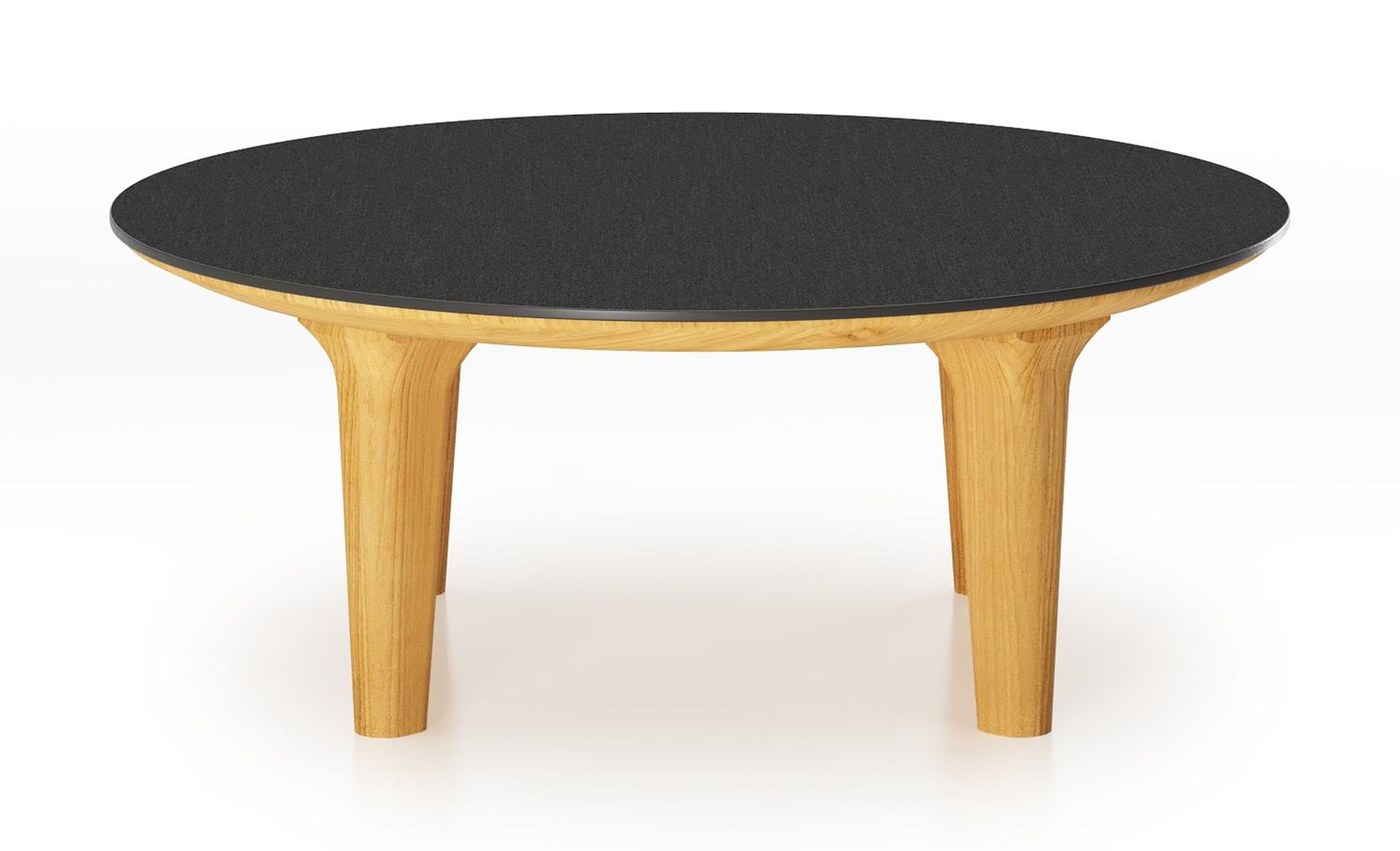 Bomero loungetafel rond in teak en volkeramiek Nero Black - Dia. 85 x - Dia. 85 x H 20 cm