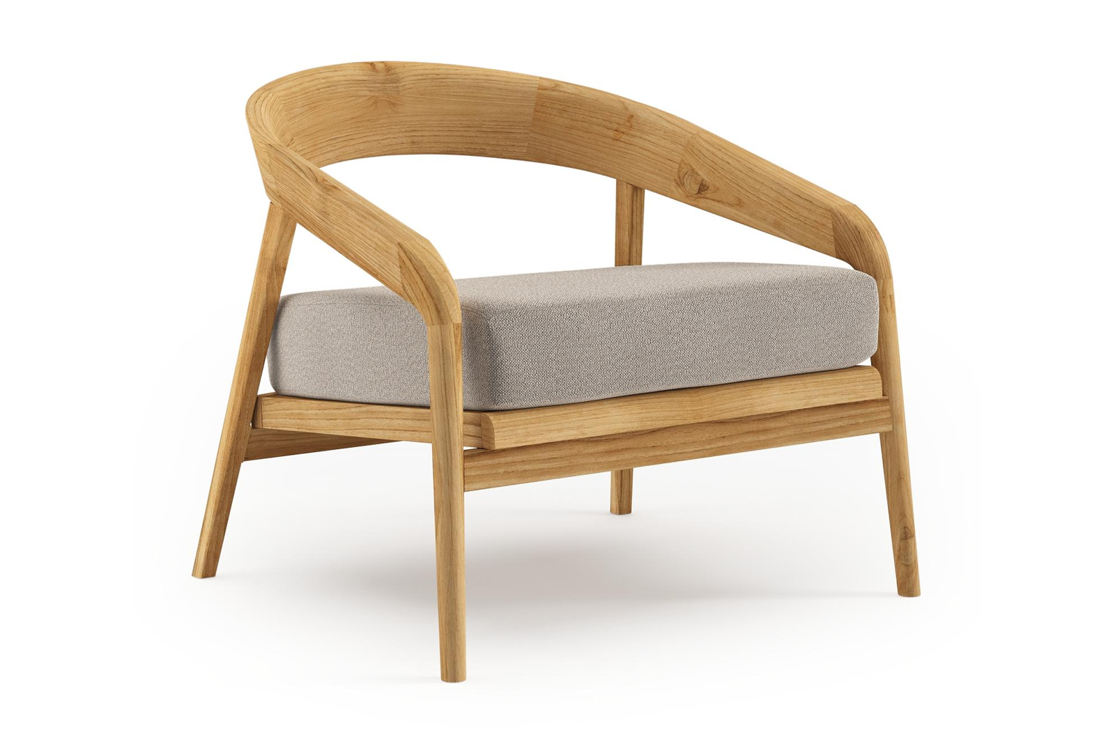 Lacrima loungestoel in teak met savane coconut all weather Sunbrella® luxe kussen