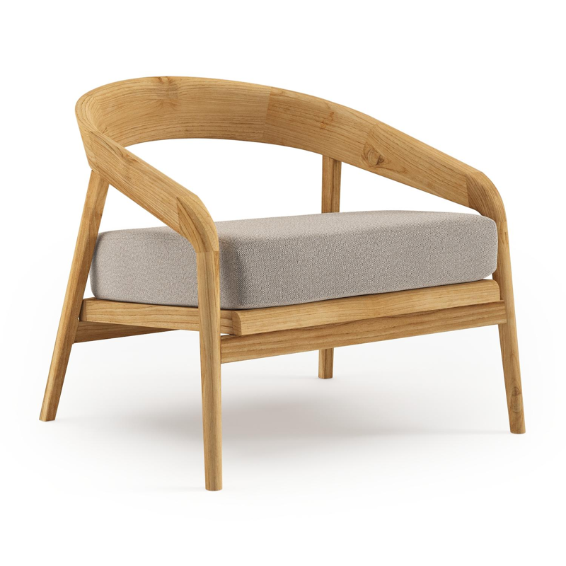 Lacrima loungestoel in teak met savane coconut all weather Sunbrella® luxe kussen