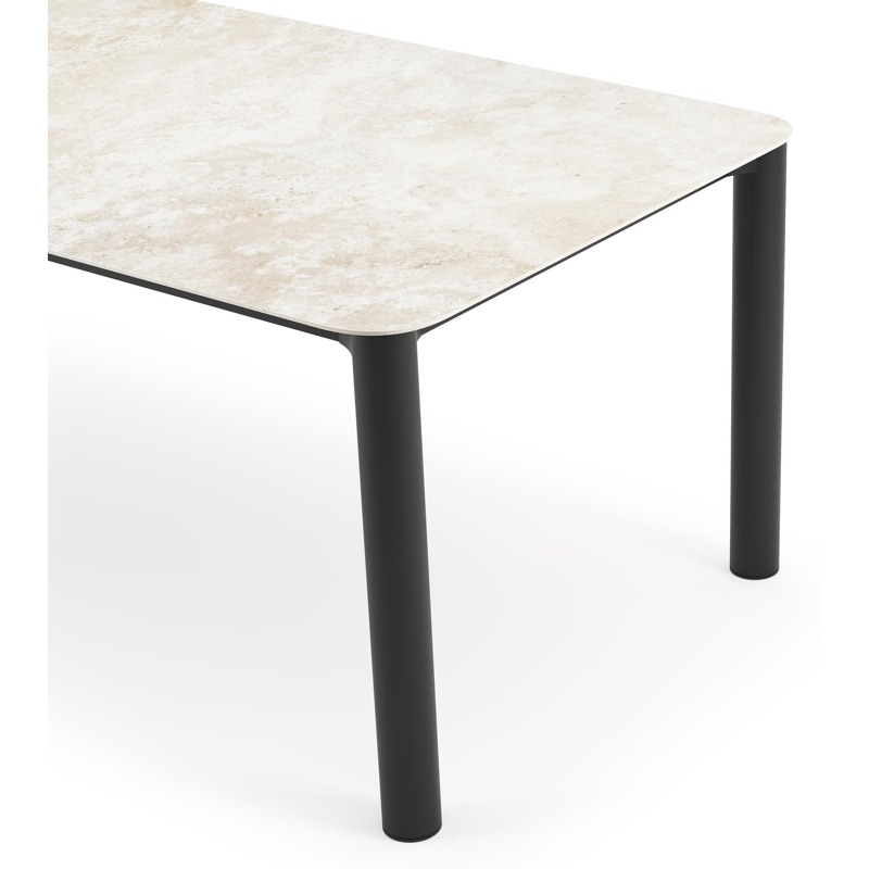 Orso tuintafel afgerond rechthoekig in zwart aluminium en volkeramiek Rapolano L 240 x B 100 x 73.5 cm